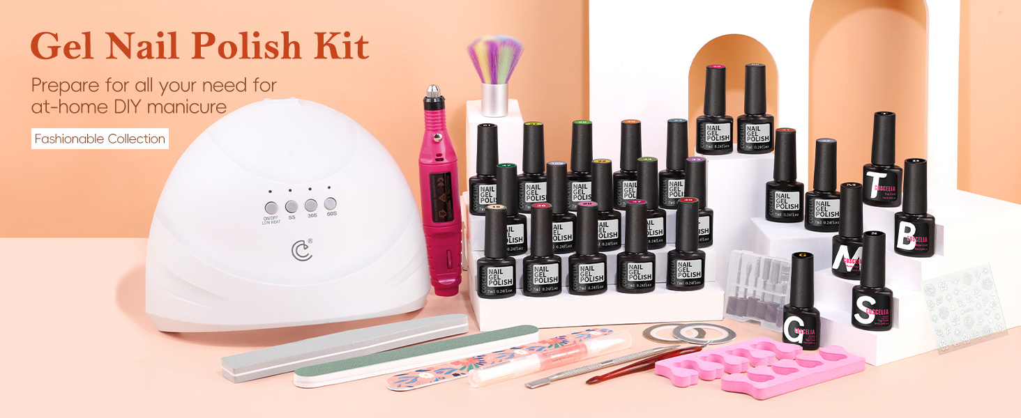 Gel Nail Polish Kit with U V Light Starter Kit and Drill
