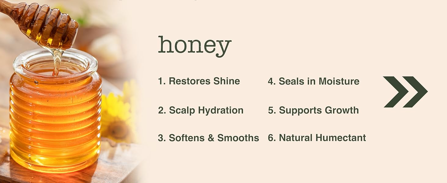 Honey benefits for hair care, restoring shine, scalp hydration, supporting hair growth naturally