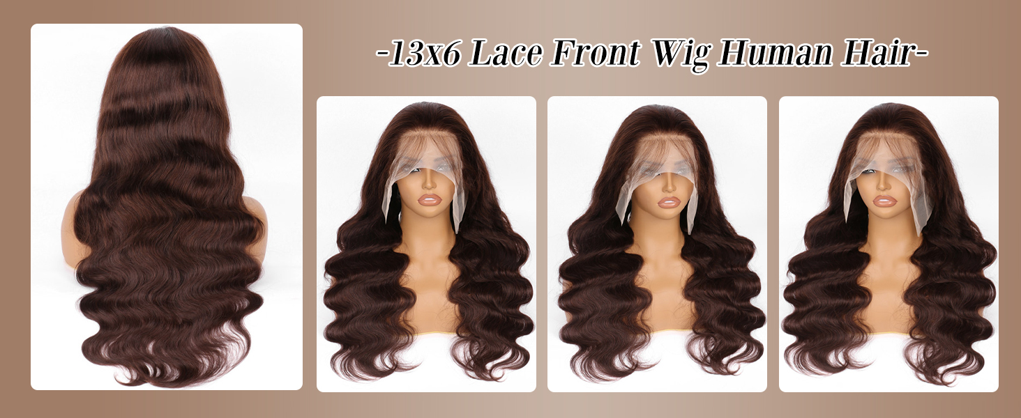 13x6 body wave reddish brown lace front wigs
