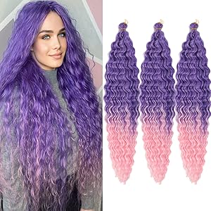 mixed purple pink deep wave braiding hair