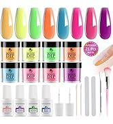 SUTOKAKA Dip Nail Powder Starter Kit with Recycling Tray System, 8 Colors Bright Neon Pastel Summ...