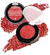 Afflano Red Glitter Eyeshadow, Diamond Bright Red Eyeshadow Instant Color, Super Pigmented Single...