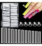 XXXL No C Curve Nail Tips, 504PCS Square Nail Tips for Acrylic Nails Professional, Clear Extra Lo...
