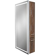 Pibbs Lumina LED Salon Mirror & Storage Server, Extra-Large Full-Length Mirror, Built-in Dimmable...