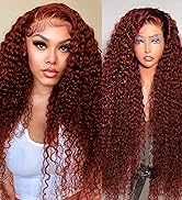 PIOPIC 13x6 Water Wave Reddish Brown Lace Front Wigs Human Hair Pre Plucked HD Transparent Fronta...