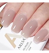 AILLSA Nude Gel Polish Secretly Love Translucent Gel Nail Polish Sheer Grey Jelly Gel Polish Long...
