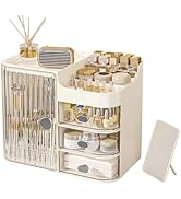 DASITON Makeup Organizer for Vanity,Large Capacity Makeup Storage Organizer with 3-Layer Drawers ...