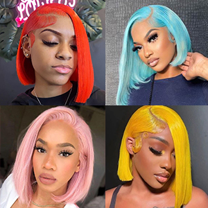 blonde wig human hair short