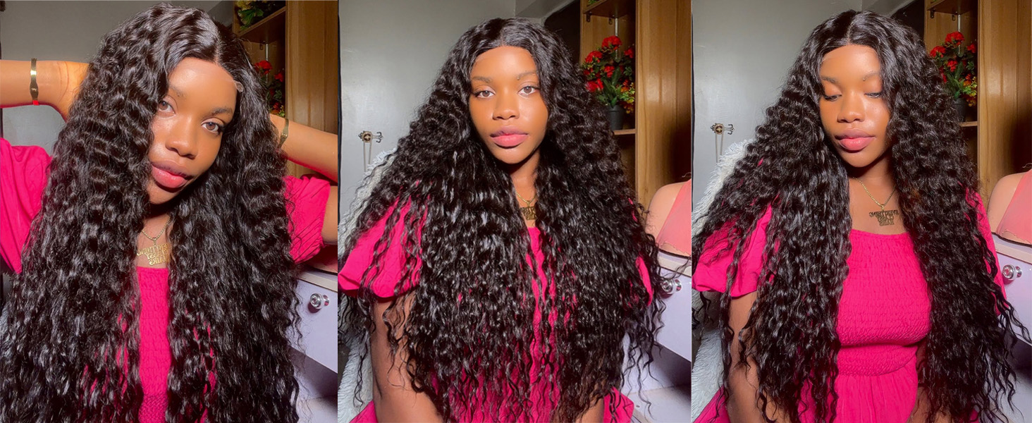 13x6 deep wave lace front wigs human hair