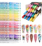 SUTOKAKA 24 Colors Nail Art Pens Set 1.0MM 3D Nail Polish Marker Pens Acrylic Graffiti Dotting Dr...