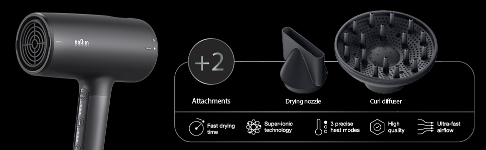 two hair dryer attachments