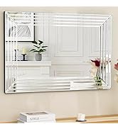SHYFOY Large Wall Mirror Decorative, Frameless Rectangular Mirror with Beveled 35.4x23.6 Vertical...