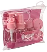 Mekupeu 7 Pack Portable Small Travel Squeeze Kit Reusable Cosmetic Container Lotion Pump Spray Fl...