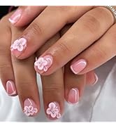 Press on Nails French Short Square LINMEIZAI Fake Nails Press ons Nail Tips Glue on Nails Full Co...