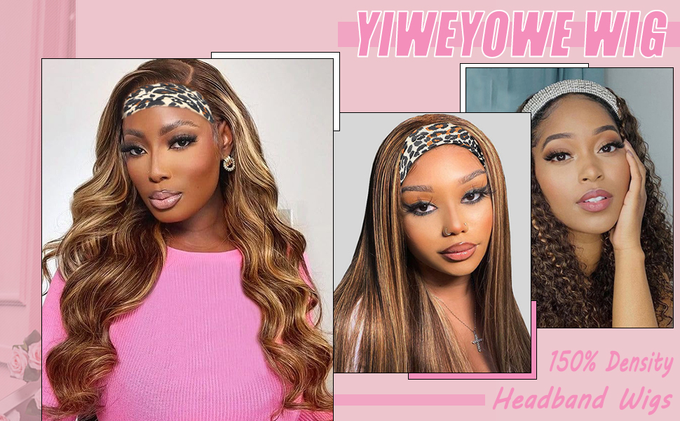 P4/27 Highlight Brown Headband Wig Human Hair