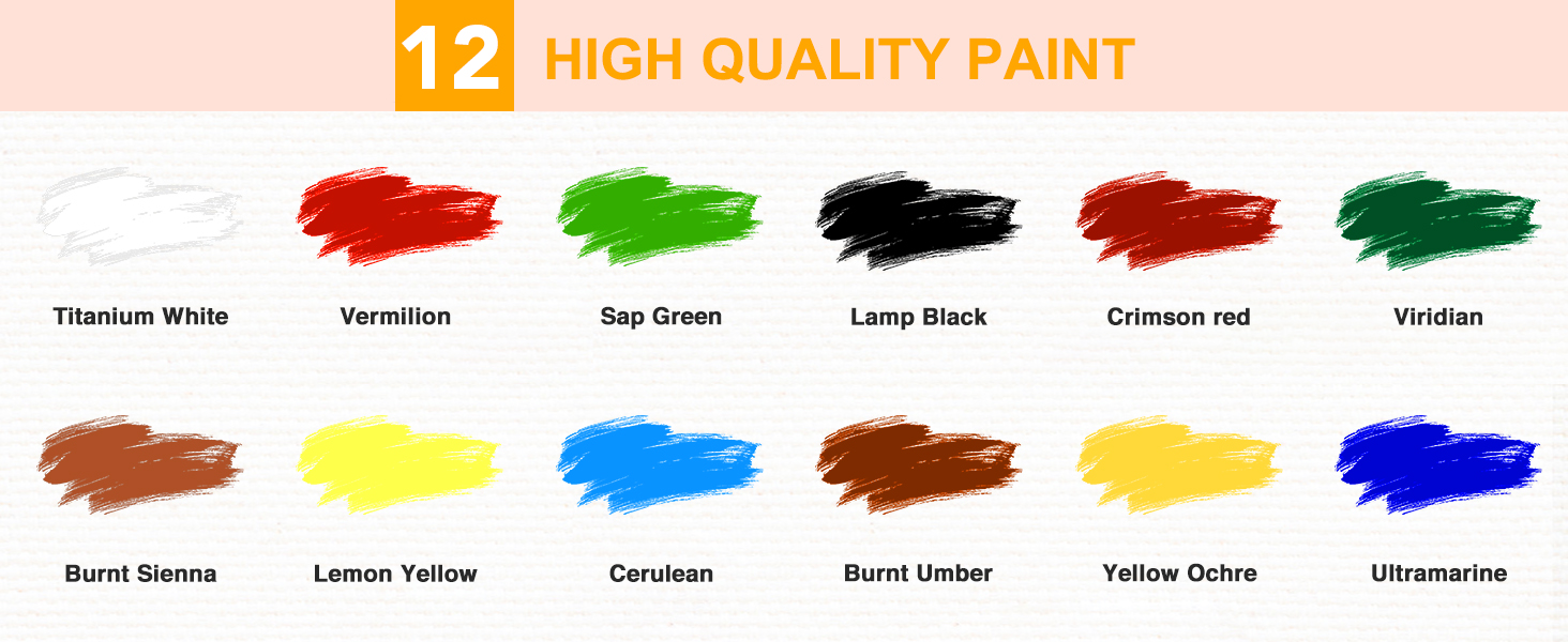 12 Colors Rich And Bright Acrylic Paint