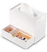 Femeli Acrylic Tissue Box Cover, White Multifunctional Tissue Box Organizer,Modern Rectangular Ti...