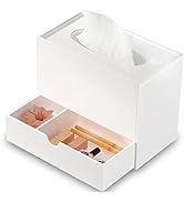 Femeli Acrylic Tissue Box Cover, White Multifunctional Tissue Box Organizer,Modern Rectangular Ti...