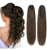 TESSHAIR Claw Clip In Ponytail Extension, 100% Human Hair Ponytail Extension, No Tangle & Smooth,...