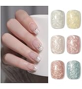 GAOY Pearl Gel Nail Polish Set, 6 Colors Shimmer Mermaid Gel Polish, Pink White Blue Soak Off UV ...