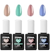 Eternal Gel Nail Polish Kit – 4 Colors Complete Soak Off UV or LED Light Lamp Gel Starter Set for...