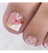 Toe Nails Press on White French Fake Toenails Artificial Toe Nail Tips for Acrylic Press on Toes ...