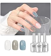 GAOY Gel Nail Polish Kit, 3 Colors Jelly Milky White Blue Gray, Sheer Soak Off UV Gel Polish Set ...