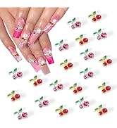 Vodolo 20pcs Cherry Nail Charms for Nails Accessories,3D Metal Nail Charms for Nails Design Nail ...