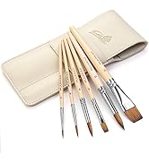 Sable Travel Watercolor Brushes, Fuumuui 6pcs Kolinsky Sable Watercolor Travel Brushes with Short...