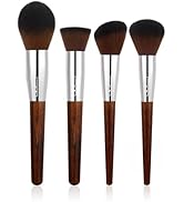 Brush Master Large Face Base Makeup Brushes 4Pcs, Vegan Soft For Foundation Powder Blush & Contou...