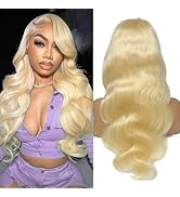MUXFILLA 613 13x6 Lace Front Wig Human Hair 200 Density HD Body Wave Blonde Lace Front Pre Plucke...