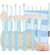 LULUCOLORS 18 pcs Multi-pop color Makeup Brushes Set – Hand rubber makeup brush – multicolor Make...