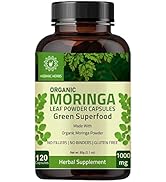 Hebhac Herbs Organic Moringa Capsules 120 Capsules 1000mg – Metabolism, & Immune Support Nutrient...