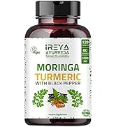 Organic Moringa Oleifera Powder & Turmeric Root Powder with Blackpepper 120 Capsules | Boost Immu...