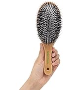 Boar Bristle Hair Brush - Porcupine Style - Mixed Bristle Natural Wooden Hairbrush for Thick Hair...