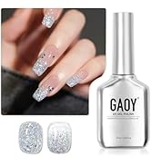 GAOY Glitter Gel Nail Polish, 16ml Silver Sparkly Gel Polish, Diamond Shiny Glitter Soak Off UV G...