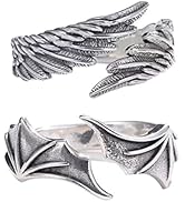 Beaupretty 2 Pieces Retro Adjustable Ring Angle Wing Adjustable Ring Bat Wing Open Ring Halloween...