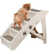 Epetlover 4-Step Dog Stairs for High Beds, Foldable Plastic Pet Steps with Washable Carpet for Sm...