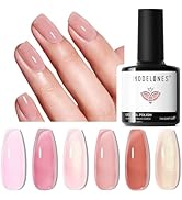 modelones Gel Nail Polish 6 Colors Hema Free Transparent Jelly Milky Pink Sheer Pink Neutral Nude...