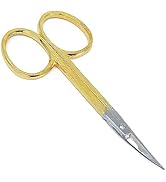 Camila Solingen CS05 Professional Nail Cuticle Scissors, Hypoallergenic Gold Plated Sharp Curved ...