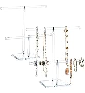 Okllen 2 Pack 2 Tier Acrylic Bracelet Holder, T-bar Clear Jewelry Display Stand, Necklace Storage...