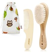 haakaa Baby Hair Brush and Comb Set for Newborns & Toddlers - Natural Soft Goat Bristles and Wood...