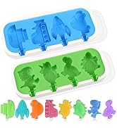 Sakolla 2 Pack Silicone Popsicle Molds with Lid, 4-Cavity Mini Popsicle Molds for Kids - Cars, Sh...