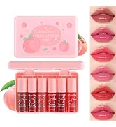 6 Colors Peach Lip Tint Stain Set, Korean Lip Tint Lip Stain Lip Gloss Mini Liquid Lipstick Set, ...