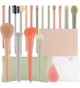 Docolor Makeup Brushes Set 17Pcs Morandi Makeup Brushes with Makeup Bag and Makeup Sponge and Bru...