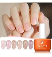TONITU G · Jelly Gel Nail Polish Set 6 pcs Colors, Pale Pink Soft Nude Dusty Pink Peachy Mauve Ta...