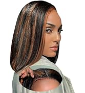 KEUET Wear and Go Glueless Bob Wig Human Hair Pre Cut 8 Inch Short Balayage Highlight 7x5 HD Lace...
