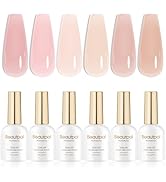 Beautpal Nude Gel Polish Set, 6pcs Jelly Gel Polish Nude Pink Neutral Color Translucent Gel Nail ...