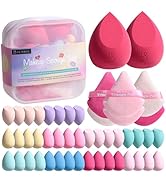 BS-MALL Makeup Sponge Triangle Puff Set – 40 Mini Waterdrop Sponges + 6 Thick Triangle Puffs + 2 ...