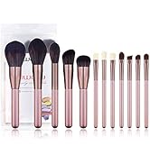 Professional Foundation Brushes Premium Eyeshadow Brushes Set 12Pcs Grey Makeup Brushes for Kabuk...